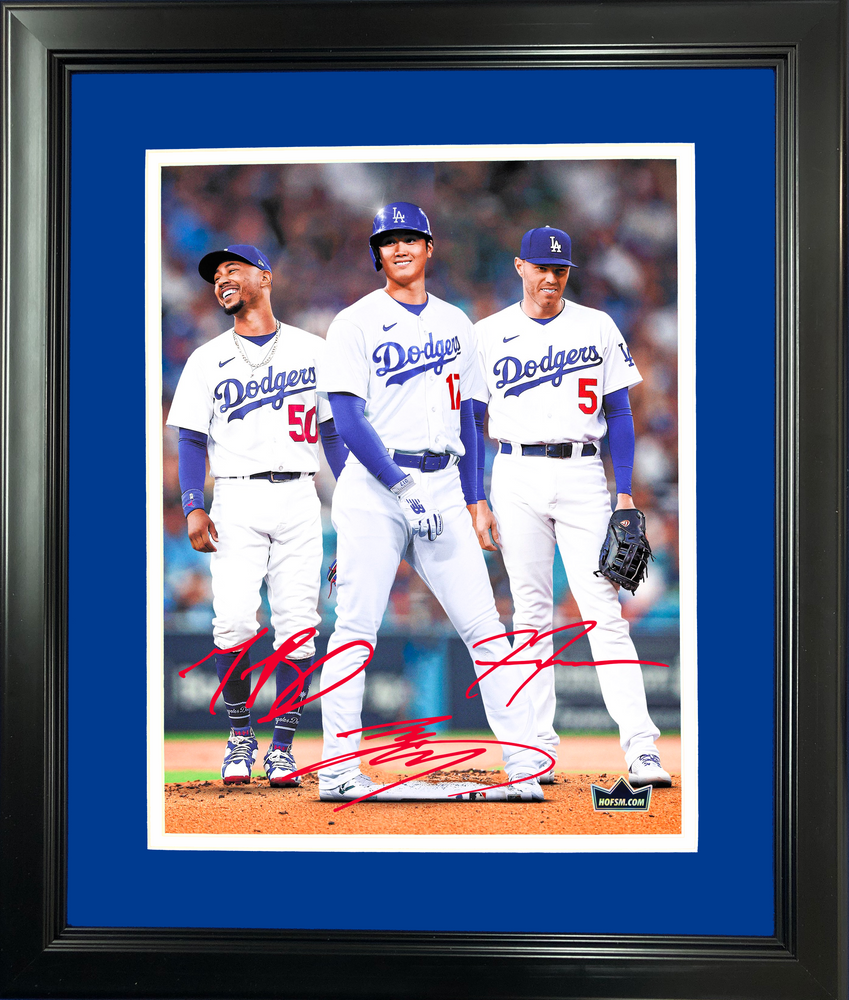 Framed Shohei Ohtani, Freddie Freeman & Mookie Betts Los Angeles Dodgers Big 3 Facsimile Laser Engraved Signature Auto 11"x14"Baseball Photo HOFSM Holo (ONLINE ORDER ONLY)