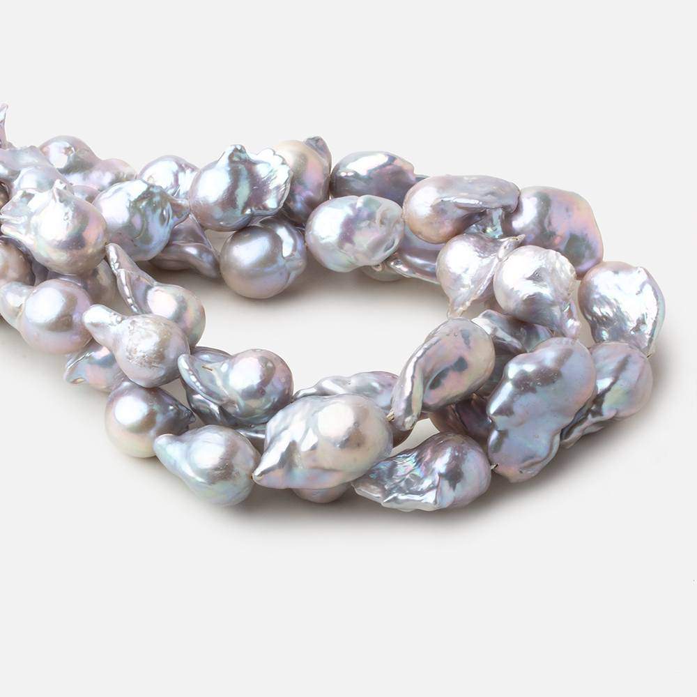 12x16-13x21mm Silver Ultra Baroque straight drilled freshwater pearls 16 inch 20 pieces AA (ONLINE ORDER ONLY)