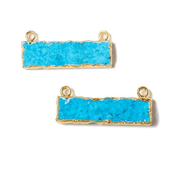 12x29mm Gold Leafed Turquoise Howlite Plain Bar Connector 1 piece (ONLINE ORDER ONLY)