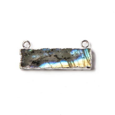 12x29mm Silver Leafed Labradorite Bar Connector 1 piece (ONLINE ORDER ONLY)