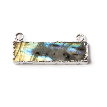 12x29mm Silver Leafed Labradorite Bar Connector 1 piece (ONLINE ORDER ONLY)