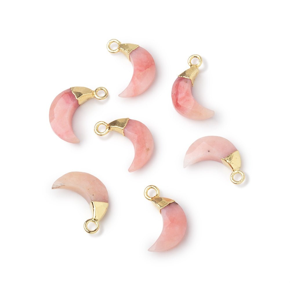 12x4.5mm Gold Leafed Pink Peruvian Opal Faceted Crescent Moon 1 Pendant (ONLINE ORDER ONLY)