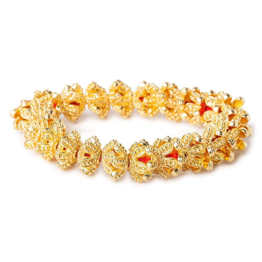 12x5mm 22kt Gold Plated Copper Granulated Bead Cap 8 inch 44 pieces (ONLINE ORDER ONLY)