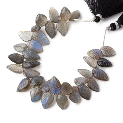 12x6-14x8mm Labradorite hand carved leaf beads 6 inch 35 pieces AAA (ONLINE ORDER ONLY)