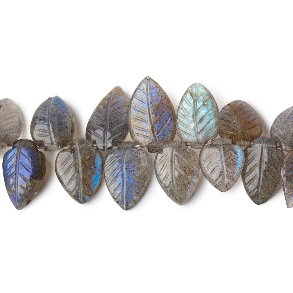 12x6-14x8mm Labradorite hand carved leaf beads 6 inch 35 pieces AAA (ONLINE ORDER ONLY)