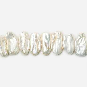 12x6-20x7mm Off White Biwa Side Drilled Freshwater Pearls 14.5 inch 47 pcs (ONLINE ORDER ONLY)