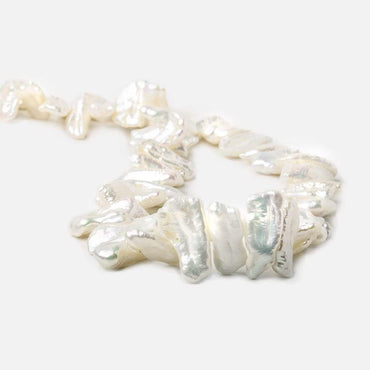 12x6-20x7mm Off White Biwa Side Drilled Freshwater Pearls 14.5 inch 47 pcs (ONLINE ORDER ONLY)