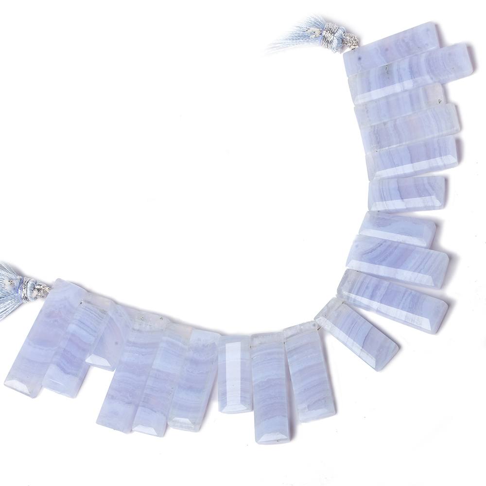 12x6-27x7mm Blue Lace Agate Top Drill Bevel Faceted Rectangles 8 inch 26 pcs AA (ONLINE ORDER ONLY)