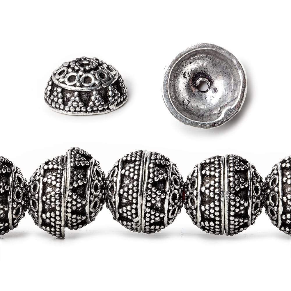 12x6mm Antiqued Sterling Silver Plated Sterling Silver Plated Copper Bead Cap 8 inch 34 beads (ONLINE ORDER ONLY)