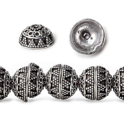 12x6mm Antiqued Sterling Silver Plated Sterling Silver Plated Copper Bead Cap 8 inch 34 beads (ONLINE ORDER ONLY)