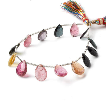 12x7-13x9mm Multi Color Tourmaline Faceted Pear Beads 8 inch 14 pieces (ONLINE ORDER ONLY)