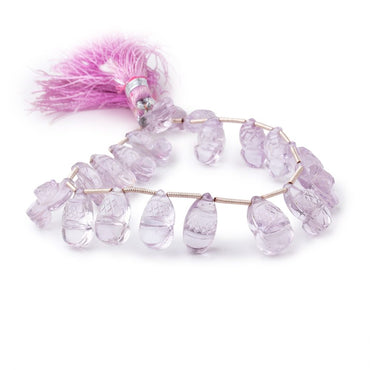 12x7-15x9mm Pink Amethyst Carved Pear Beads 8 inch 19 pieces (ONLINE ORDER ONLY)