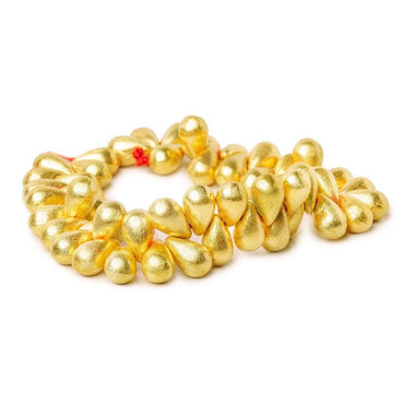 12x7mm 22kt Gold plated Brushed Tear Drop Beads 8 inch 45 pieces (ONLINE ORDER ONLY)