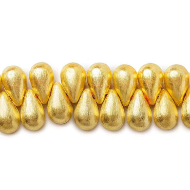 12x7mm 22kt Gold plated Brushed Tear Drop Beads 8 inch 45 pieces (ONLINE ORDER ONLY)