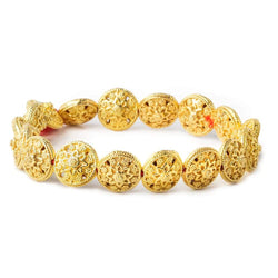 12x7mm 22kt Gold Plated Copper Bead Floral Disc 8 inch 18 pieces (ONLINE ORDER ONLY)