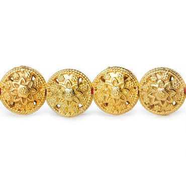 12x7mm 22kt Gold Plated Copper Bead Floral Disc 8 inch 18 pieces (ONLINE ORDER ONLY)