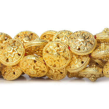 12x7mm 22kt Gold Plated Copper Bead Floral Disc 8 inch 18 pieces (ONLINE ORDER ONLY)