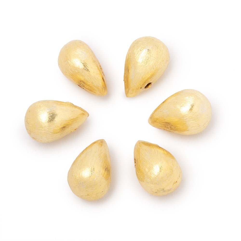 12x7mm 22kt Gold Plated Copper Brushed Tear Drop Set of 6 Beads (ONLINE ORDER ONLY)