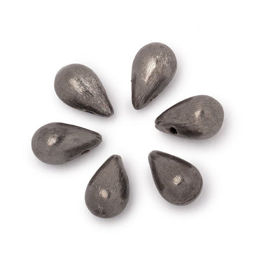 12x7mm Black Gold Plated Copper Brushed Tear Drop Set of 6 Beads (ONLINE ORDER ONLY)