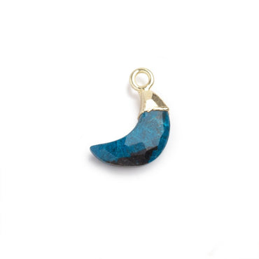 12x7mm Gold Leafed Chrysocolla Faceted Crescent Moon 1 Focal Pendant (ONLINE ORDER ONLY)