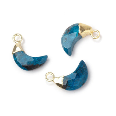 12x7mm Gold Leafed Chrysocolla Faceted Crescent Moon 1 Focal Pendant (ONLINE ORDER ONLY)
