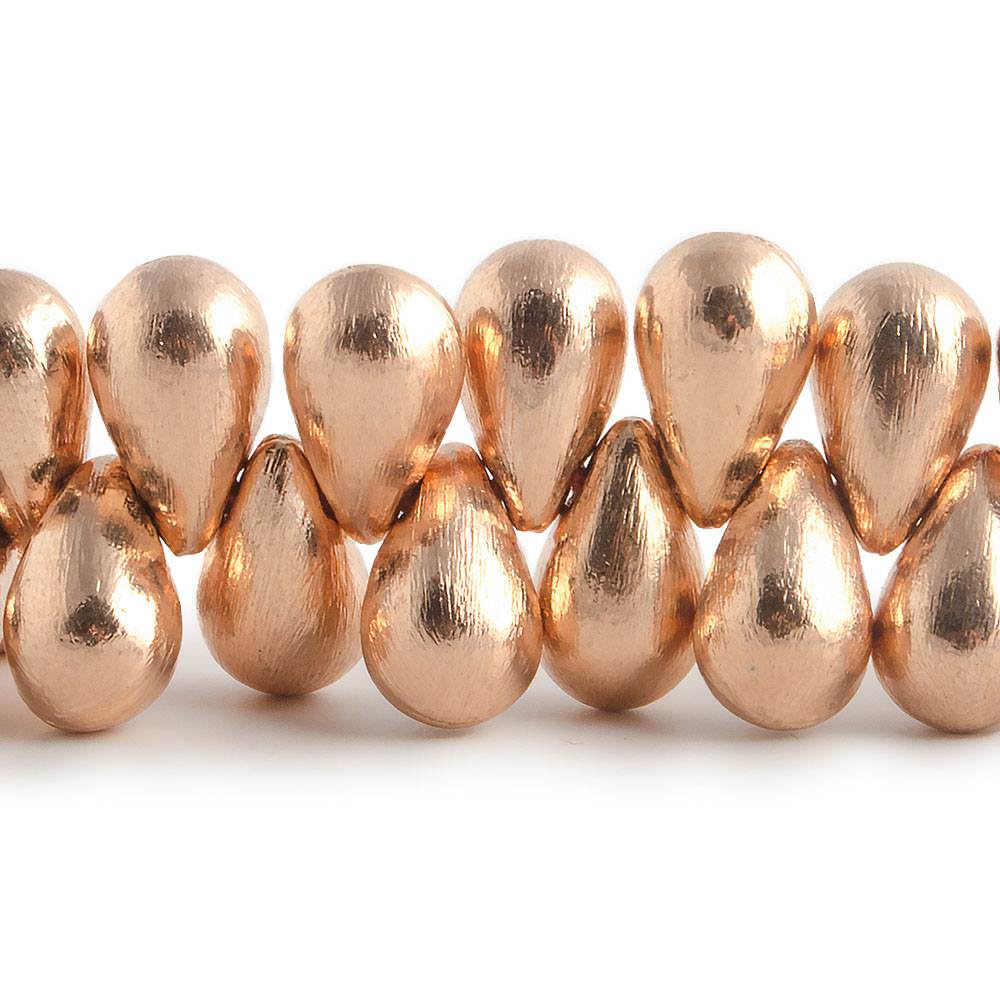 12x7mm Rose Gold plated Brushed Tear Drop Beads 8 inch 50 pieces (ONLINE ORDER ONLY)
