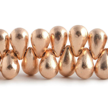 12x7mm Rose Gold plated Brushed Tear Drop Beads 8 inch 50 pieces (ONLINE ORDER ONLY)