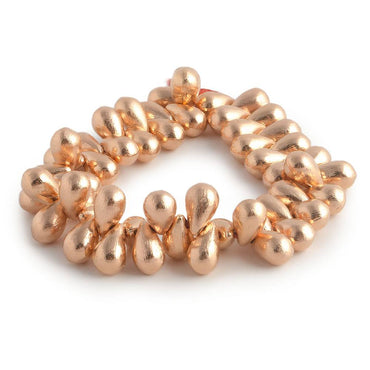 12x7mm Rose Gold plated Brushed Tear Drop Beads 8 inch 50 pieces (ONLINE ORDER ONLY)