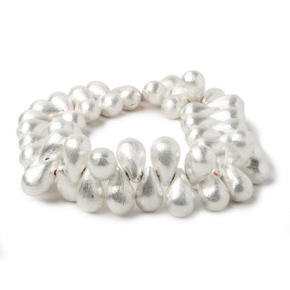 12x7mm Silver plated Brushed Tear Drop Beads 8 inch 50 pcs (ONLINE ORDER ONLY)