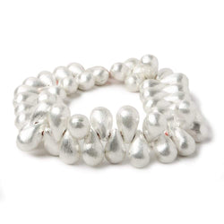 12x7mm Silver plated Brushed Tear Drop Beads 8 inch 50 pcs (ONLINE ORDER ONLY)
