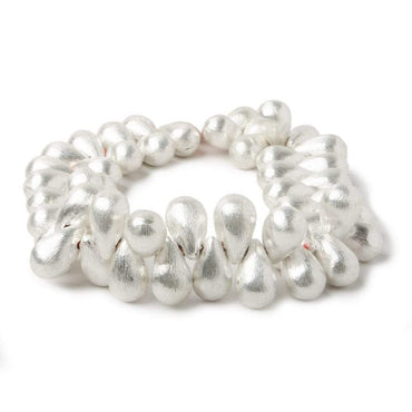 12x7mm Silver plated Brushed Tear Drop Beads 8 inch 50 pcs (ONLINE ORDER ONLY)