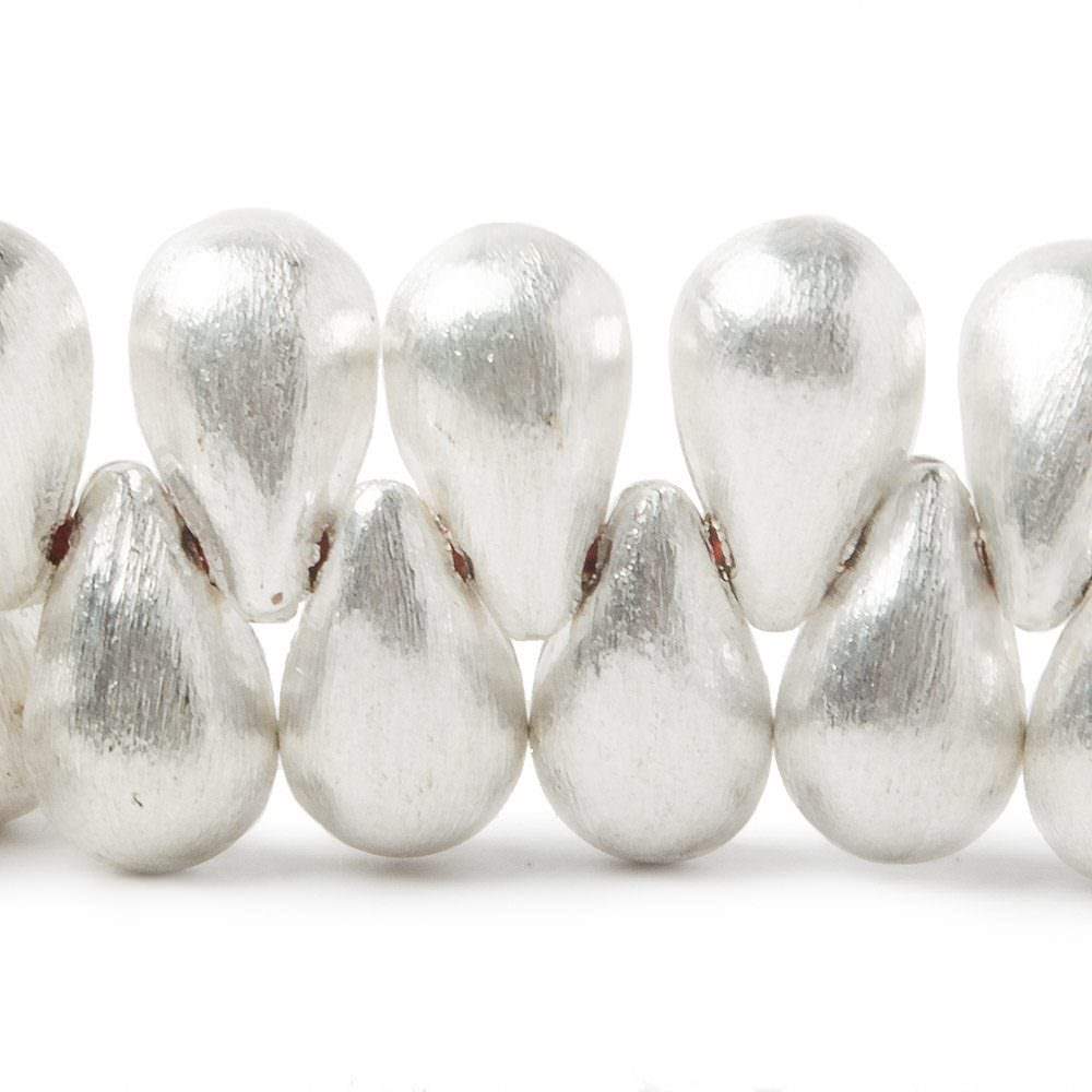 12x7mm Silver plated Brushed Tear Drop Beads 8 inch 50 pcs (ONLINE ORDER ONLY)