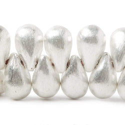 12x7mm Silver plated Brushed Tear Drop Beads 8 inch 50 pcs (ONLINE ORDER ONLY)