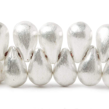 12x7mm Silver plated Brushed Tear Drop Beads 8 inch 50 pcs (ONLINE ORDER ONLY)