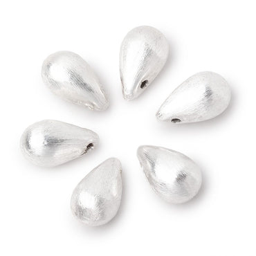 12x7mm Silver Plated Copper Brushed Tear Drop Set of 6 Beads (ONLINE ORDER ONLY)