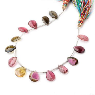 12x8-13x10mm Multi Color Tourmaline Faceted Pear Beads 7 inch 14 pieces (ONLINE ORDER ONLY)