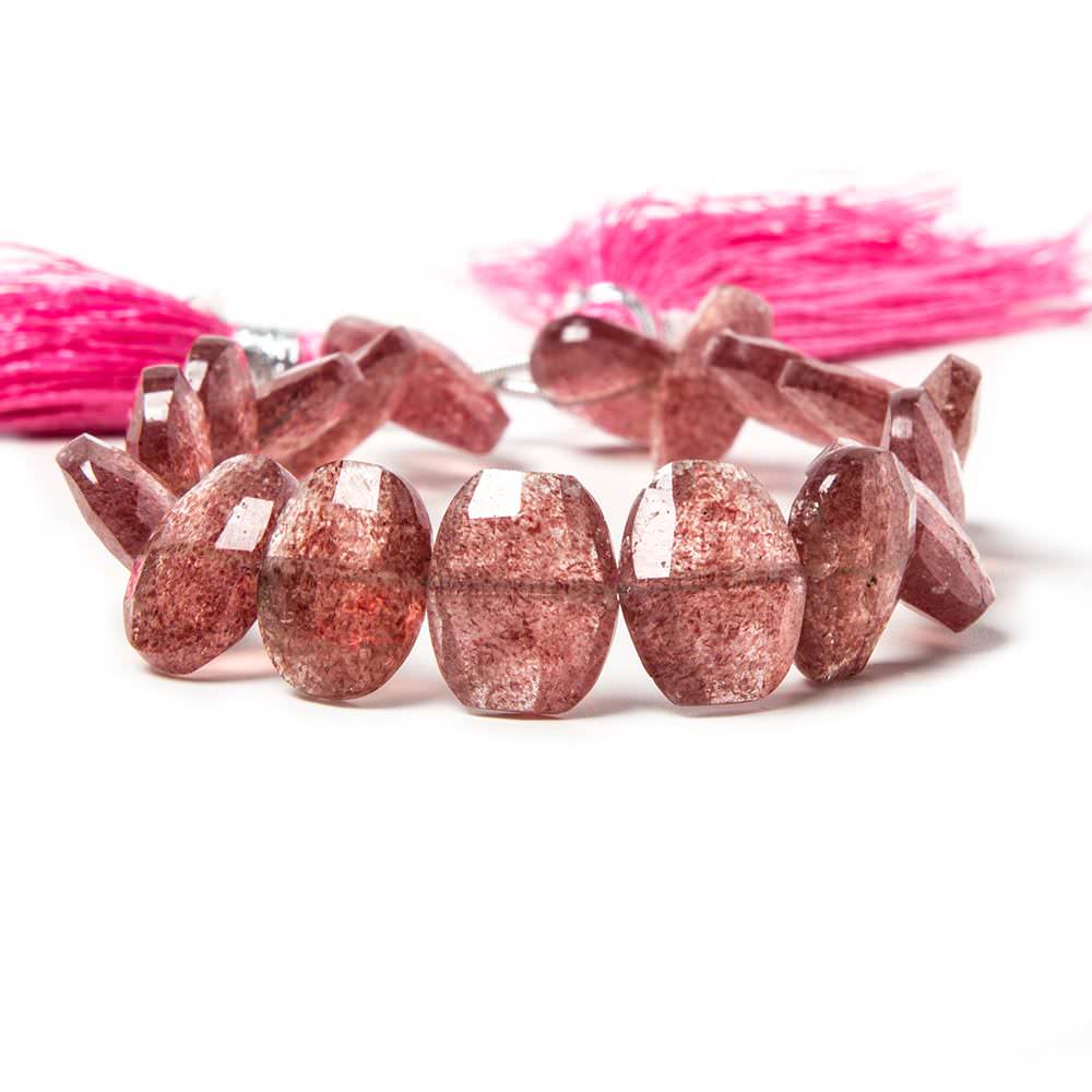 12x8-13x10mm Strawberry Quartz side drilled Faceted Cushions 6.5 inch 18 Beads (ONLINE ORDER ONLY)