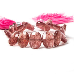 12x8-13x10mm Strawberry Quartz side drilled Faceted Cushions 6.5 inch 18 Beads (ONLINE ORDER ONLY)