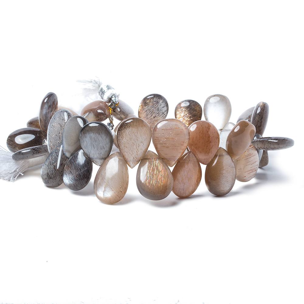 12x8-14x9mm Sunstone & Moonstone plain pear beads 8 inch 37 pieces (ONLINE ORDER ONLY)