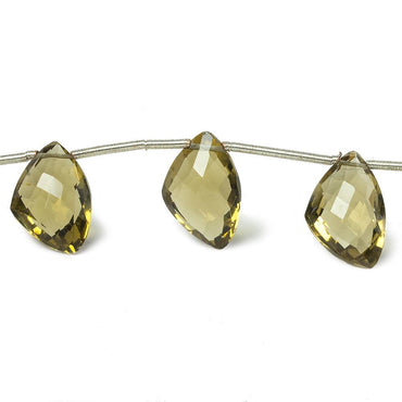 12x8 - 14x9mm Olive Quartz Faceted Freeshape Beads 4.5 inch 7 pieces (ONLINE ORDER ONLY)
