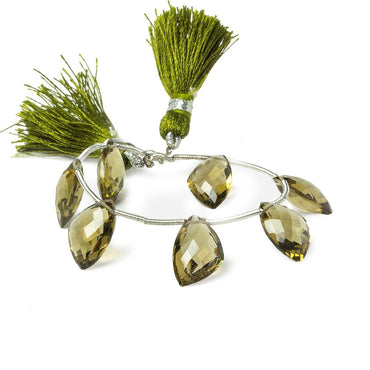 12x8 - 14x9mm Olive Quartz Faceted Freeshape Beads 4.5 inch 7 pieces (ONLINE ORDER ONLY)
