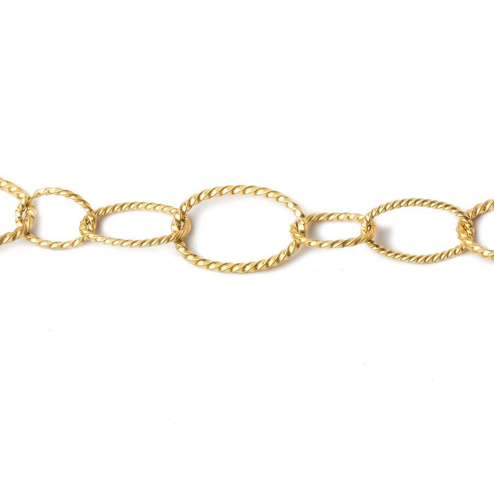 12x8-15x9-19x12mm 22kt Gold Satin Plated Twisted Oval Link Chain by the foot (ONLINE ORDER ONLY)