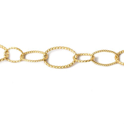 12x8-15x9-19x12mm 22kt Gold Satin Plated Twisted Oval Link Chain by the foot (ONLINE ORDER ONLY)