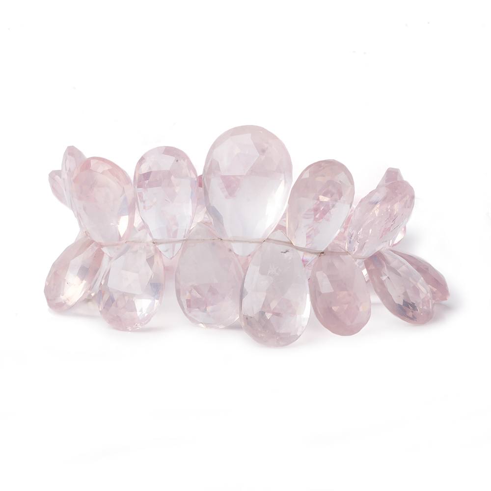 12x8-19x13mm Rose Quartz faceted Pear Briolette Beads 6 inch 31 pieces AA (ONLINE ORDER ONLY)