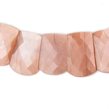 12x8-22x15mm Angel Skin Peach Moonstone double drilled faceted fancy shape collar 33 beads (ONLINE ORDER ONLY)