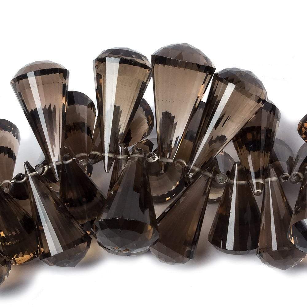 12x8-24x12mm Smoky Quartz top drill faceted pendulum bead 6 inch 52 pieces AAA (ONLINE ORDER ONLY)