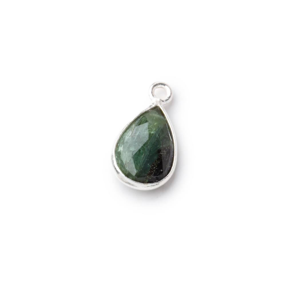 12x8.5mm Sterling Silver Bezel Green Tourmaline Faceted Pear 1 Pendant (ONLINE ORDER ONLY)