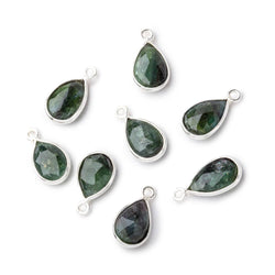 12x8.5mm Sterling Silver Bezel Green Tourmaline Faceted Pear 1 Pendant (ONLINE ORDER ONLY)