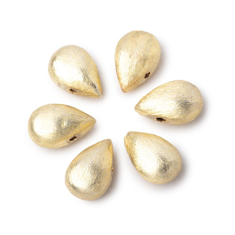 12x8mm 14kt Gold Plated Copper Brushed Puffy Pear Set of 6 Beads (ONLINE ORDER ONLY)