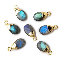 12x8mm 22kt Gold Leafed Labradorite faceted pear 1 focal bead (ONLINE ORDER ONLY)